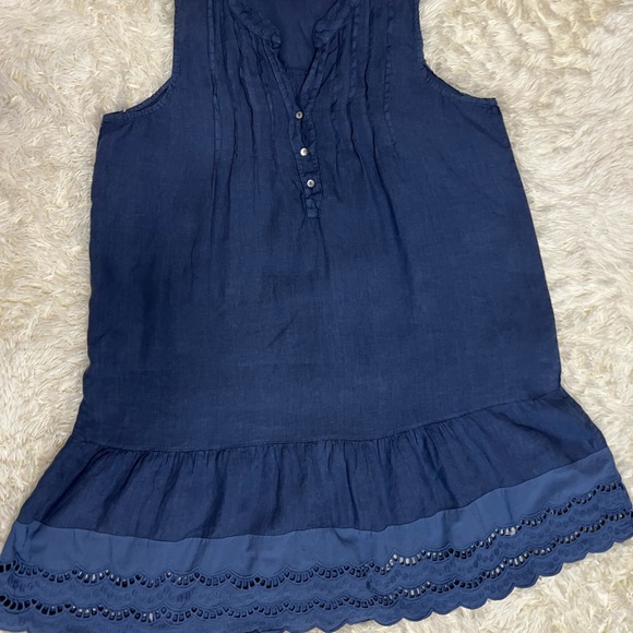 COPY - Women Blue Linen Sleeveless Midi Dress 2X  Rosemarine Plus Size Italy Su… - Picture 10 of 14